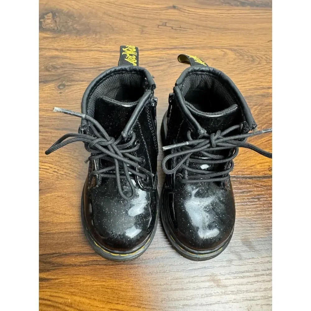 Dr Martens Girls 1460 J Cosmic Black Glitter‎ Size zip Boots Size 6
